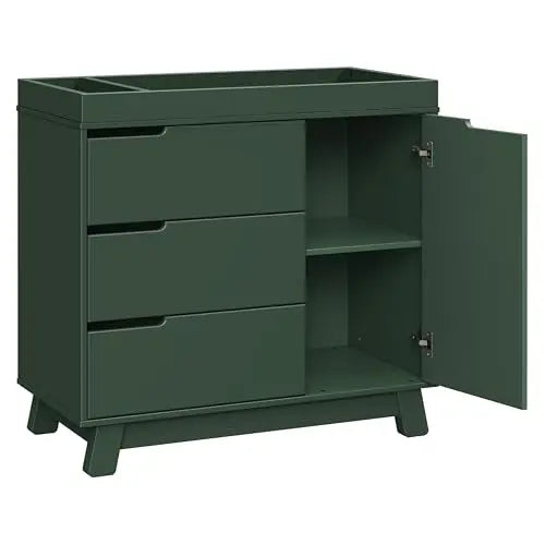 Babyletto Hudson 3-Drawer Changer Dresser with Removable Changing Tray in Forest Green, Greenguard Gold Certified babyletto