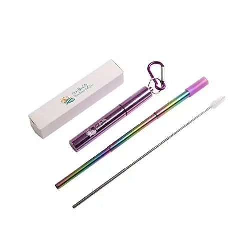 ECO-BUDDY Reusable Metal Straw Collapsible Stainless Steel Drinking Straw Portable Telescopic Straw, Sleek and Elegant, Great Stocking Stuffer !! - Planet First Market