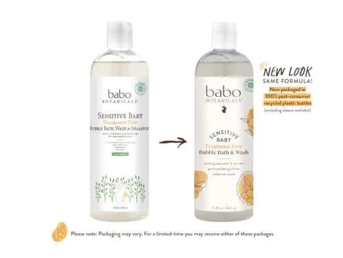 Babo Botanicals Sensitive Baby Fragrance-Free 2-in-1 Bubble Bath & Wash - Shea Butter, Calendula & Oat - Vegan - EWG Verified - For Babies & Kids - Planet First Market