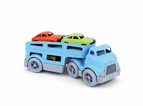 Green Toys Car Carrier, Blue - Pretend Play, Motor Skills, Kids Toy Vehicle. No BPA, phthalates, PVC. Dishwasher Safe, Recycled Plastic, Made in USA (4 Piece Set) Green Toys