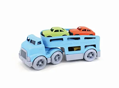 Green Toys Car Carrier, Blue - Pretend Play, Motor Skills, Kids Toy Vehicle. No BPA, phthalates, PVC. Dishwasher Safe, Recycled Plastic, Made in USA (4 Piece Set) Green Toys