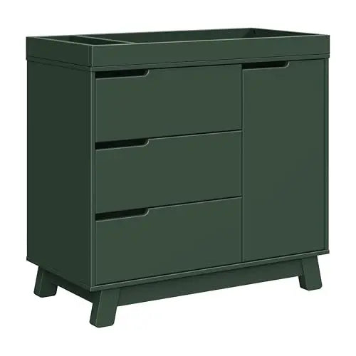 Babyletto Hudson 3-Drawer Changer Dresser with Removable Changing Tray in Forest Green, Greenguard Gold Certified babyletto