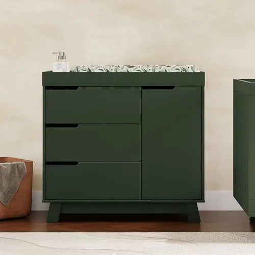 Babyletto Hudson 3-Drawer Changer Dresser with Removable Changing Tray in Forest Green, Greenguard Gold Certified babyletto