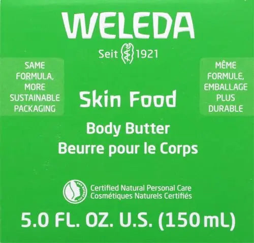 Weleda Skin Food Body Butter 5 Fluid Ounce, Sustainable Glass Jar, Plant Rich Hydrating Moisturizer with Shea and Cocoa Butter, Sweet Almond Oil and Pansy Weleda