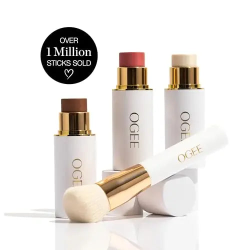 Ogee Face Stick Crystal Collection Trio - Contour Stick Makeup Collection - Certified Organic Contour Palette - Includes Bronzer Stick, Blush Stick & Highlighter Stick - Planet First Market