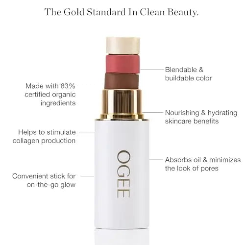 Ogee Face Stick Crystal Collection Trio - Contour Stick Makeup Collection - Certified Organic Contour Palette - Includes Bronzer Stick, Blush Stick & Highlighter Stick - Planet First Market