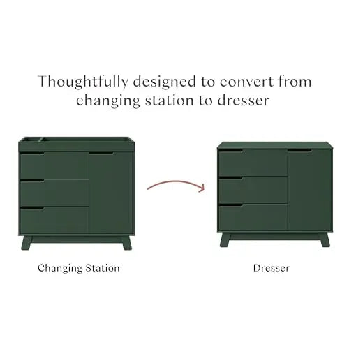 Babyletto Hudson 3-Drawer Changer Dresser with Removable Changing Tray in Forest Green, Greenguard Gold Certified babyletto