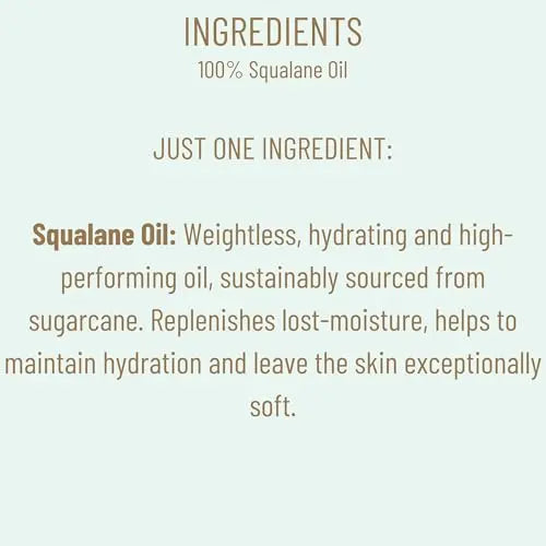 BIOSSANCE 100% Squalane Oil - Sustainable, Vegan Face Oil & Body Oil - Hydrating, Fast-Absorbing Moisturizer - Ideal for Oily Skin, Face, Hair - Organic Sugarcane-Derived Squalane, 3.3 ounces BIOSSANCE