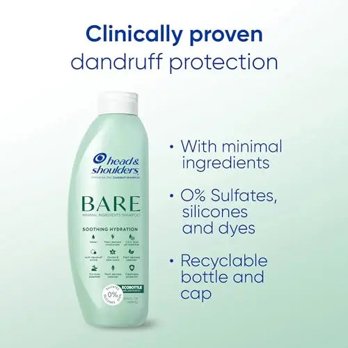 Head & Shoulders BARE Dandruff Shampoo Twin Pack, Sulfate-Free, Silicion-Free, Dye-Free, Eco-Friendly Bottles, Safe for All Hair Types, 13.5 Fl Oz Each (Set of 2) - Planet First Market