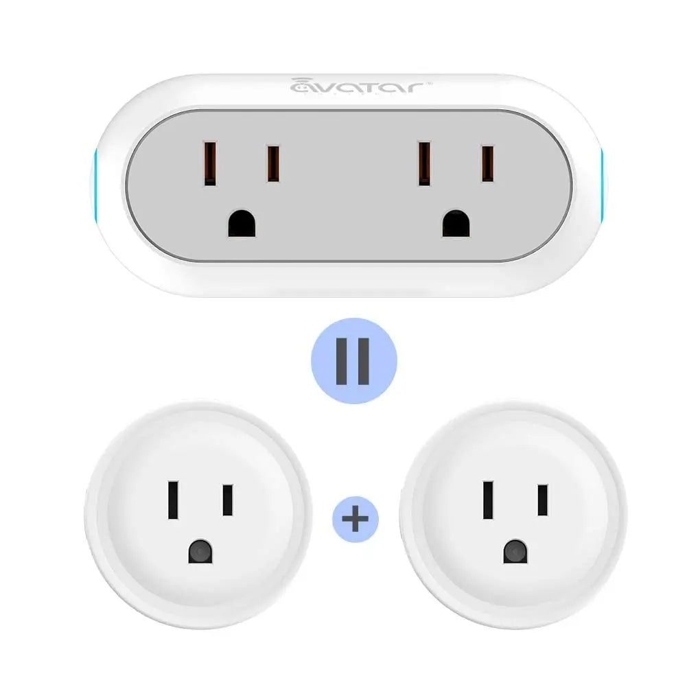 Energy Monitoring Dual Socket Smart Plugs That Work with Alexa Google Home Siri, Wireless 2.4G WiFi Outlet Controlled by Smart Life Tuya Smartthings, 10A Mini Socket Enchufe Inteligente with Timer Avatar Controls