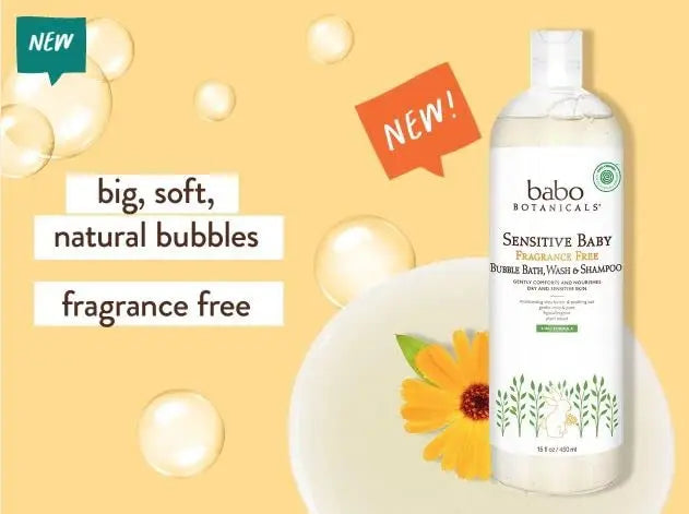 Babo Botanicals Sensitive Baby Fragrance-Free 2-in-1 Bubble Bath & Wash - Shea Butter, Calendula & Oat - Vegan - EWG Verified - For Babies & Kids - Planet First Market