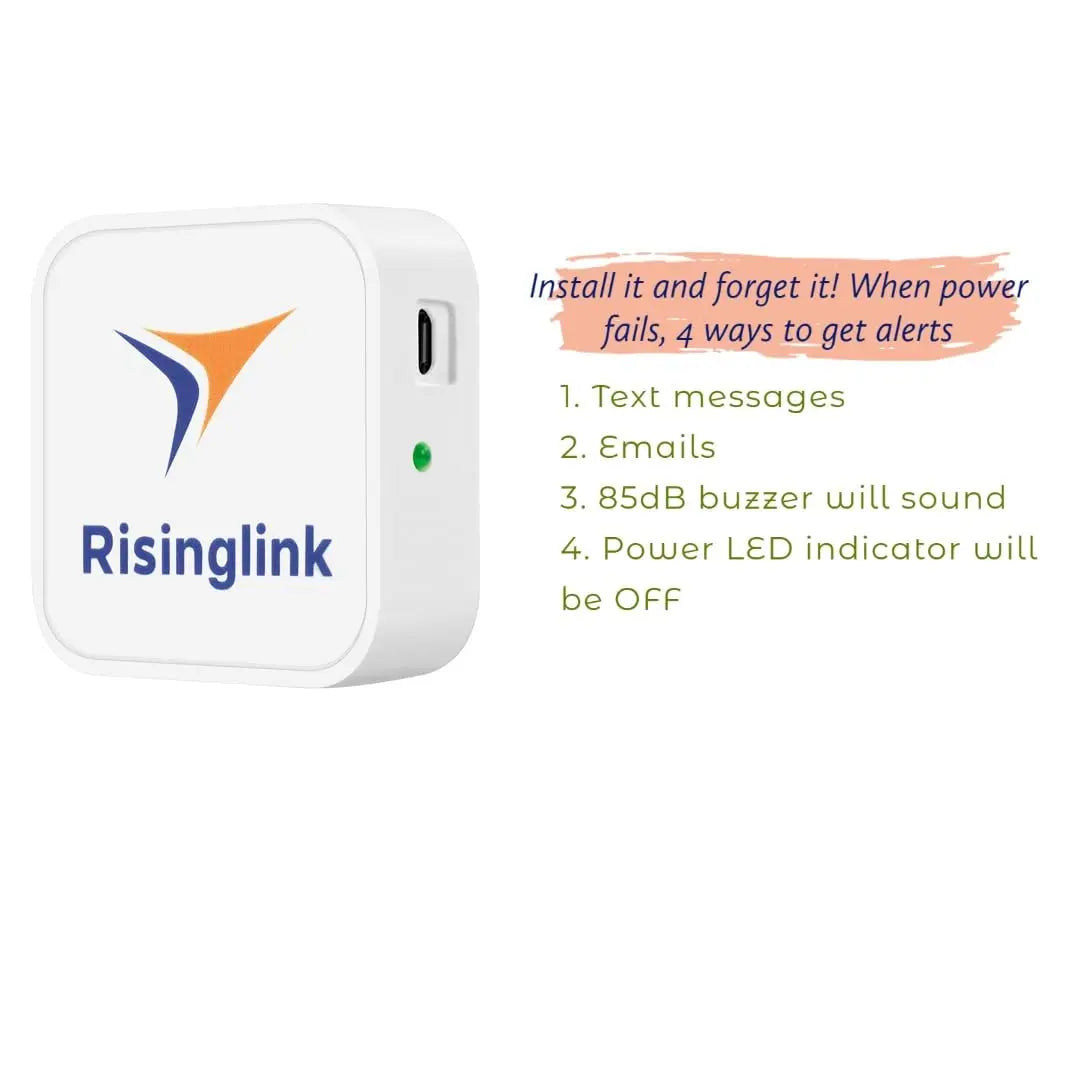 Risinglink Power Failure Alarm, Power Failure Detector, with Email, Text Message, and Audio Alerts(2nd Generation) Risinglink