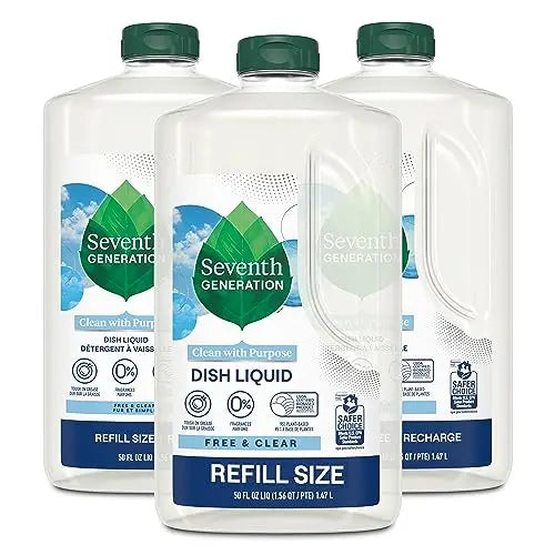 Seventh Generation Dish Liquid Soap Refill Free & Clear Dish Soap for sensitive skin 50 oz, Pack of 3 - Planet First Market