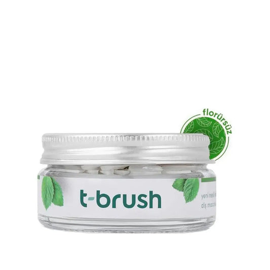 T-brush Toothpaste Tablets Natural Ingredients, Travel Toothpaste Tablets SLS Free, Gluten Free, Cruelty Free, Eco Friendly Packaging, Vegan - Sepearmint Fluoride Free 90 Tablets - Planet First Market