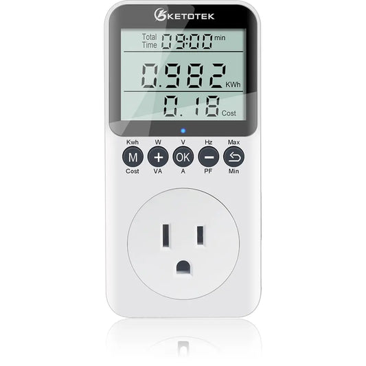 KETOTEK Watt Meter Power Meter Plug Electricity Usage Monitor for Home, Energy Monitor with LCD Display, Kilowatt Meter Socket Outlet, Voltage Amps Power Consumption Meter, Overload Protection - Planet First Market