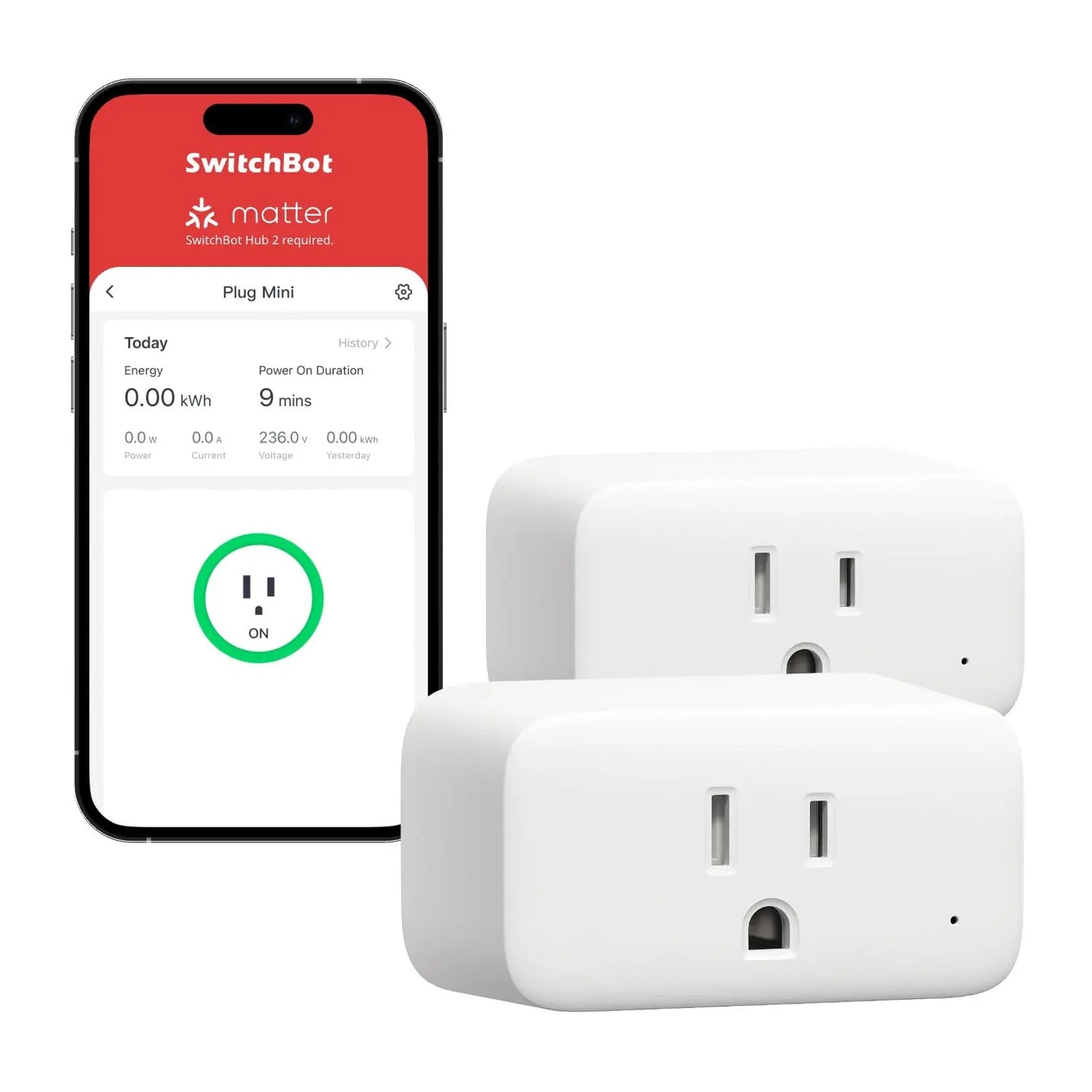 SwitchBot Smart Plug Mini 15A, Energy Monitor, Smart Home WiFi(2.4GHz) & Bluetooth Outlet Compatible with Alexa & Google Home, APP Remote Control & Timer Function, No Hub Required(2 Pack) SwitchBot