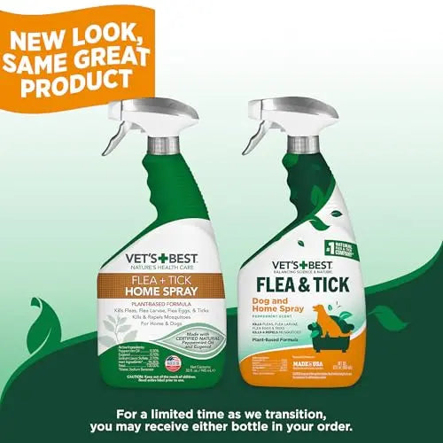 Vet's Best Flea and Tick Home Spray - Dog Flea and Tick Treatment for Home - Plant-Based Formula - Certified Natural Oils,Green - 32 oz Vet's Best