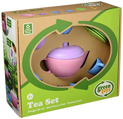 Green Toys Tea Set, Pink 4C - 17 Piece Pretend Play, Motor Skills, Language & Communication Kids Role Play Toy. No BPA, phthalates, PVC. Dishwasher Safe, Recycled Plastic, Made in USA. Green Toys