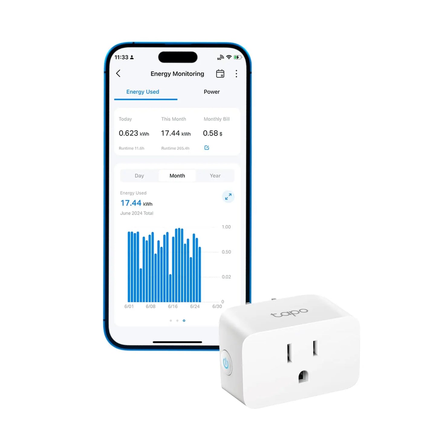 TP-Link Tapo Smart Plug Compatible with Alexa, Google Home & Samsung SmartThings, Energy Monitoring, 15A, ETL Certified, 2.4G Wi-Fi Only, Tapo P110, White Tapo