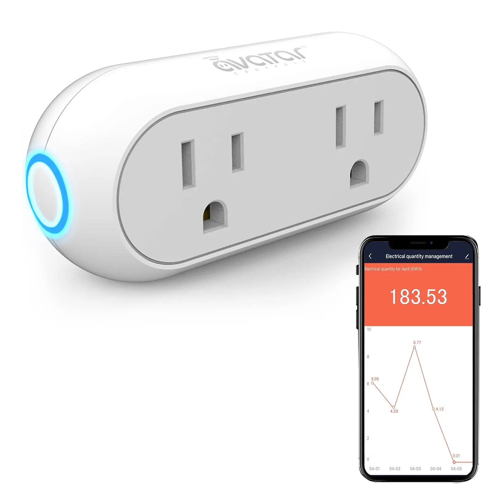 Energy Monitoring Dual Socket Smart Plugs That Work with Alexa Google Home Siri, Wireless 2.4G WiFi Outlet Controlled by Smart Life Tuya Smartthings, 10A Mini Socket Enchufe Inteligente with Timer Avatar Controls