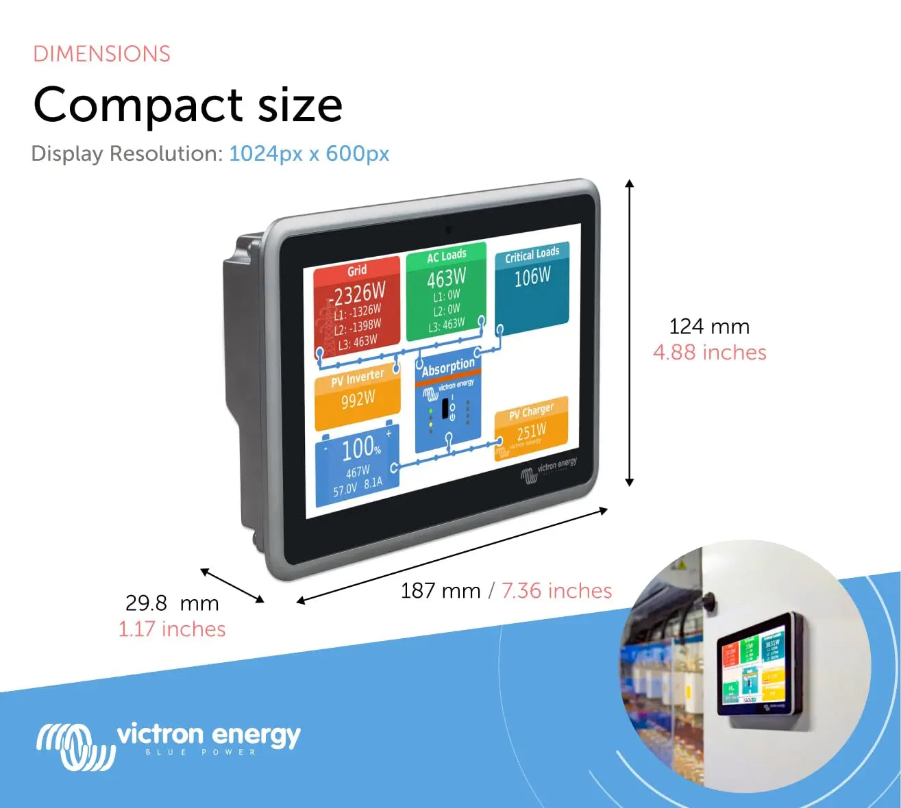 Victron Energy Ekrano GX with Built-in Display for System Monitoring and Full System Control Victron Energy