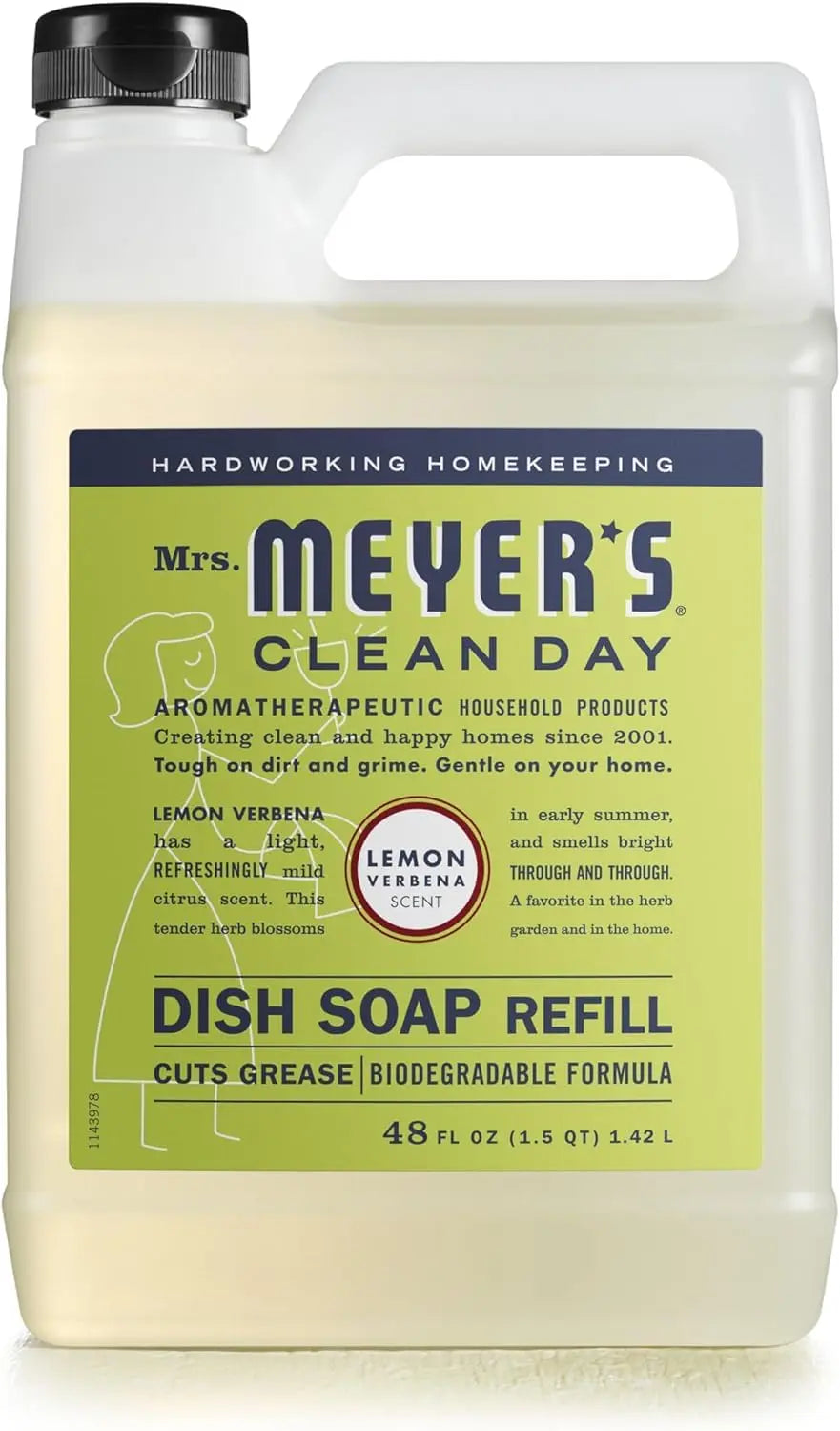 Mrs. Meyer's Liquid Dish Soap Refill, Biodegradable Formula, Lemon Verbena, 48 fl. oz - Planet First Market