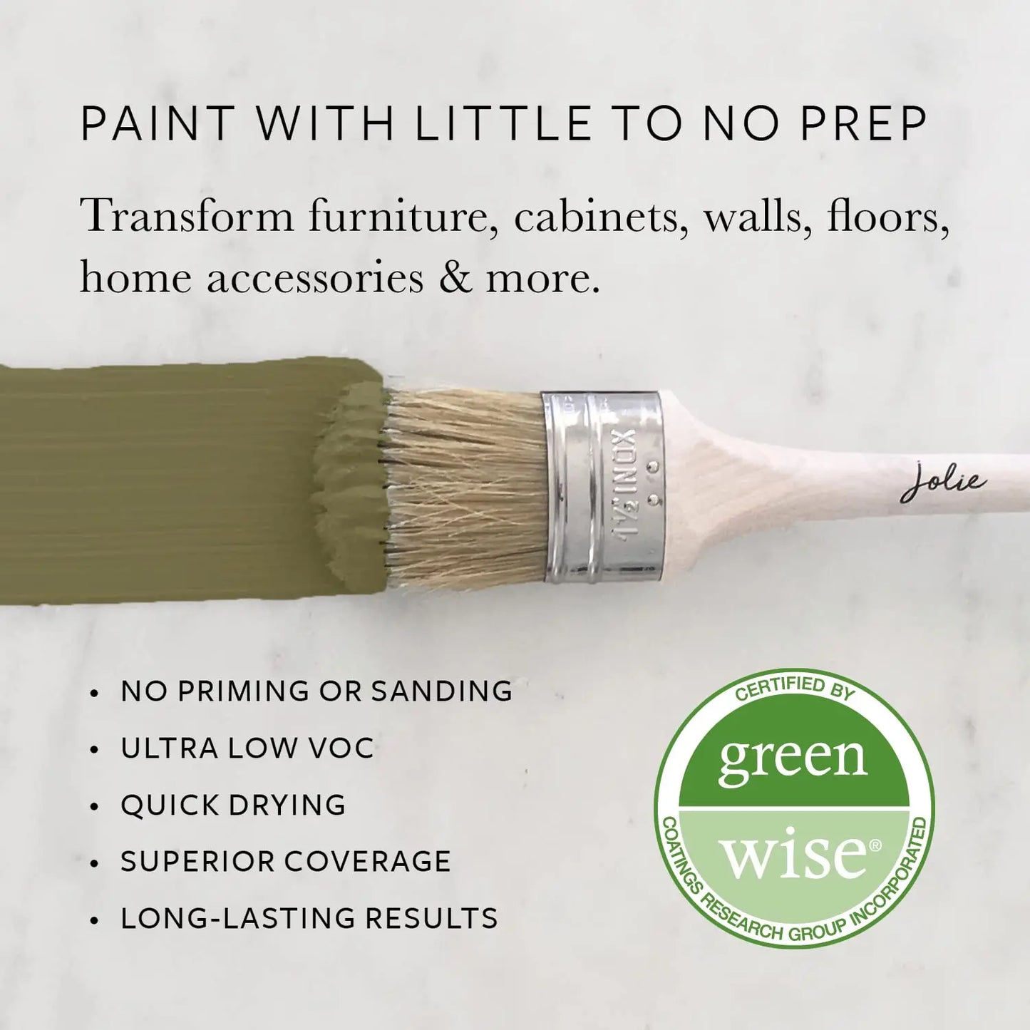 Jolie Paint – Chalk Finish for Furniture, Cabinets, and Décor, Green Wise Certified, No Priming or Sanding, Olive Green [Army Green], 32 Ounces Jolie