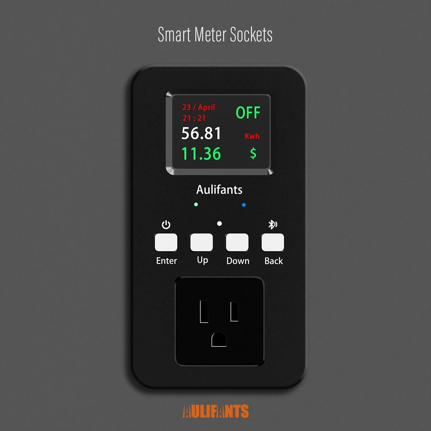 Aulifants LP405 Heavy Duty 25amp Wifi Home Smart Meter Sockets Plug Remote Control Timer Watt Power Monitor Usage Bill Overload Voltage Protection Smartlife Tuya App Voice Control SD Card Store aulifants