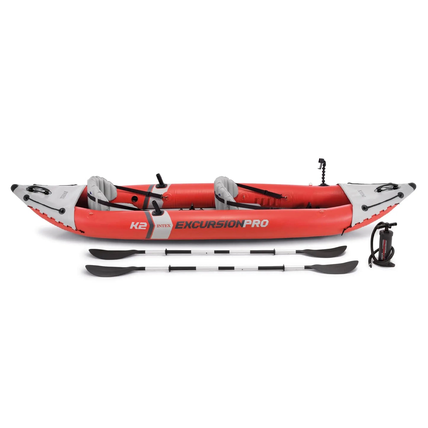 Intex 68309EP Excursion Pro K2 Inflatable Kayak Set: Includes Deluxe 86in Kayak Paddles and High-Output Pump – SuperTough PVC – Adjustable Bucket Seat – 2-Person – 400lb Weight Capacity - Planet First Market