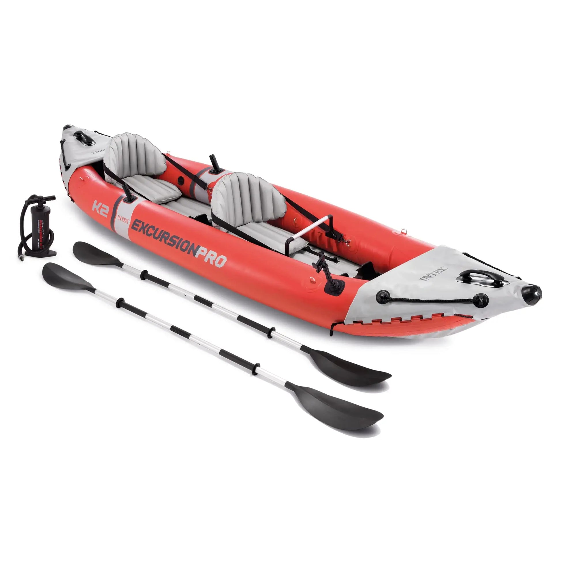 Intex 68309EP Excursion Pro K2 Inflatable Kayak Set: Includes Deluxe 86in Kayak Paddles and High-Output Pump – SuperTough PVC – Adjustable Bucket Seat – 2-Person – 400lb Weight Capacity - Planet First Market