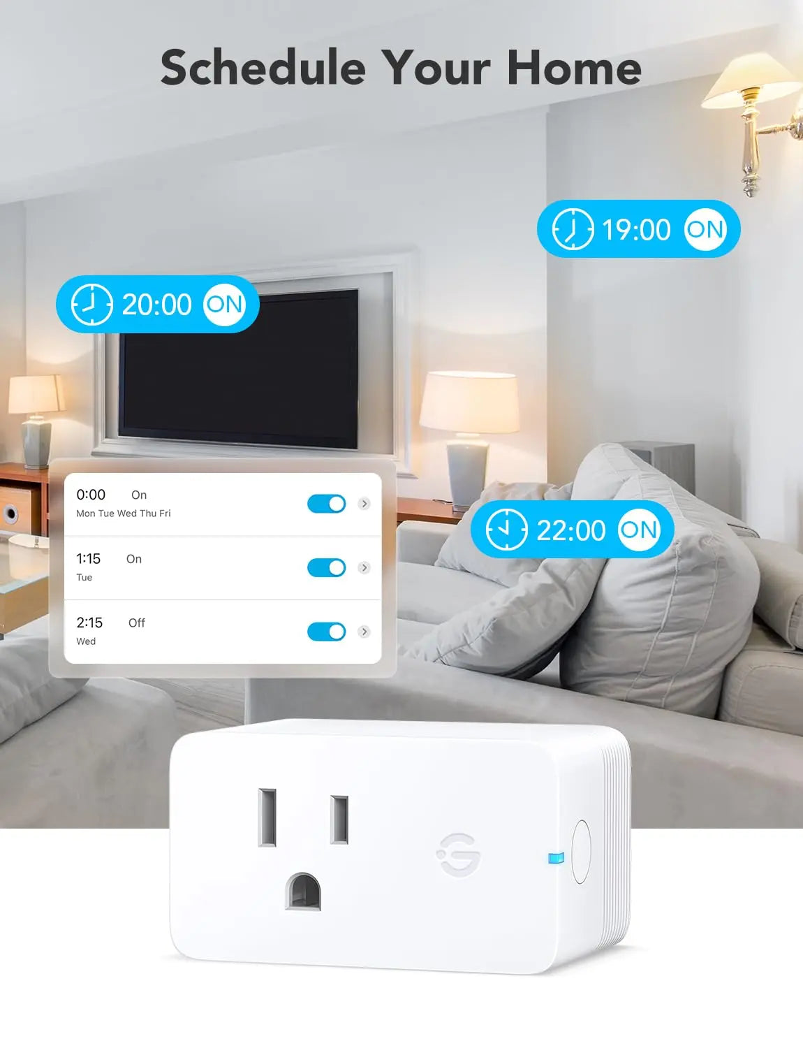 Govee Smart Plug with Energy Monitoring, WiFi Bluetooth Plug Work with Alexa and Google Assistant, 15A Smart Outlets with Timer & Group Controller, No Hub Required, ETL&FCC Certified for Home, 4 Pack - Planet First Market