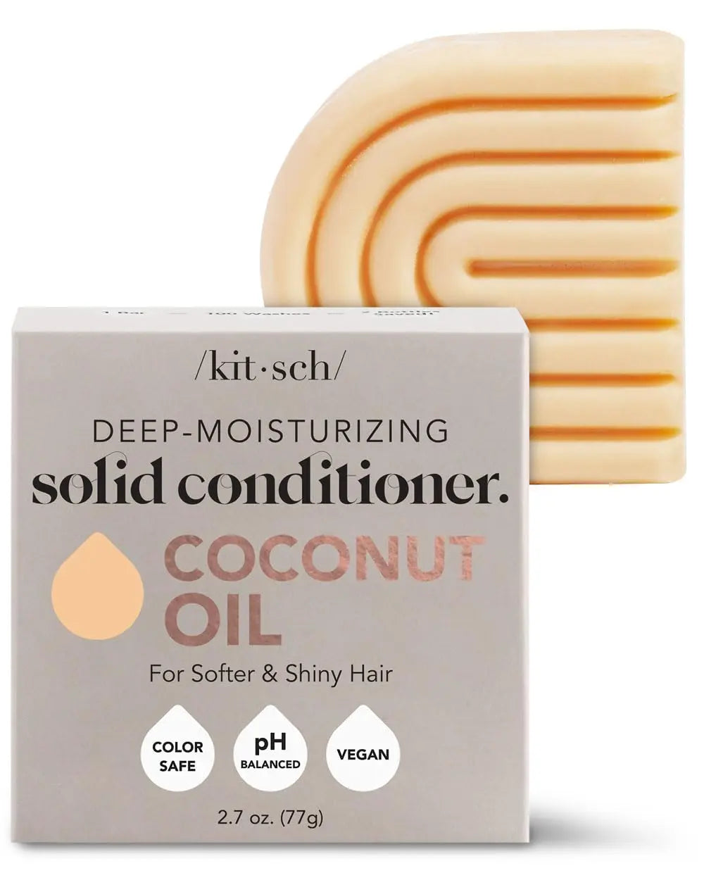 Kitsch Coconut Oil Deep-Moisturizing Hair Conditioner Bar | Made in US | Eco-friendly Daily Conditioner for Dry Hair | Nourishes & Restores Damaged Hair for Less Breakage | Paraben Free, 2.7 oz Kitsch