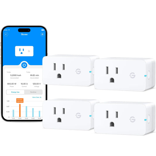 Govee Smart Plug with Energy Monitoring, WiFi Bluetooth Plug Work with Alexa and Google Assistant, 15A Smart Outlets with Timer & Group Controller, No Hub Required, ETL&FCC Certified for Home, 4 Pack - Planet First Market