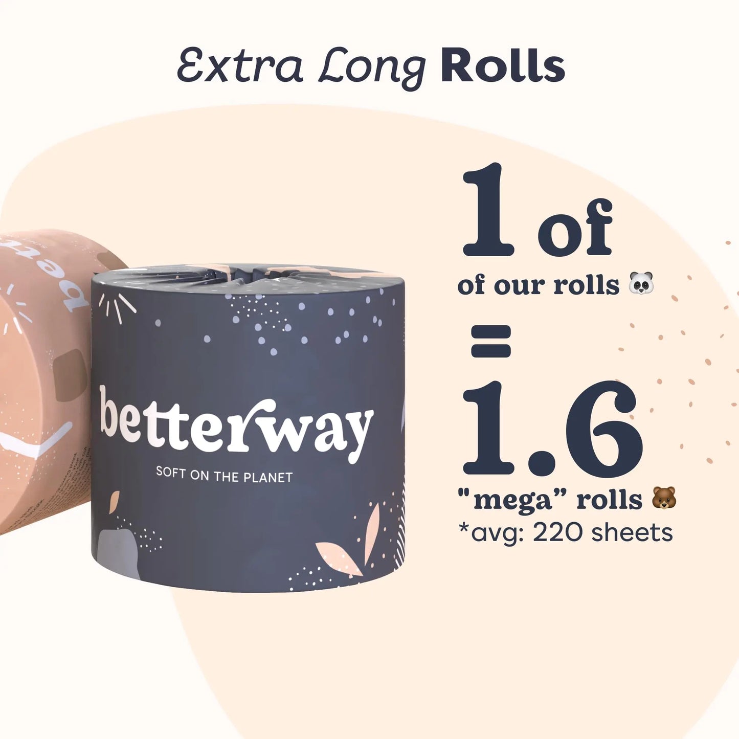 Betterway Bamboo Toilet Paper 3 Ply - Sustainable Toilet Tissue - 12 Double Rolls & 360 Sheets Per Roll - Septic Safe - Organic, Plastic Free - FSC Certified - Planet First Market