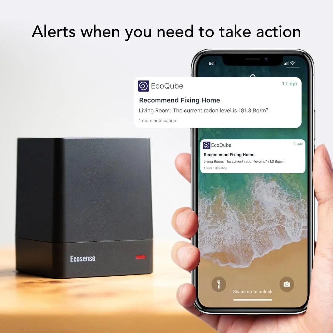 Ecosense EQ100 EcoQube, Digital Radon Detector, Fast Capture of Fluctuating Levels, Short & Long-Term Continuous Monitoring with Trend Charts, Remote Data Access Ecosense Inc.