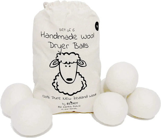 Wool Dryer Balls XL 6-Pack - 100% Pure New Zealand Wool, Ecoigy Natural Fabric Softener, Reduces Wrinkles & Drying Time, Ideal for Essential Oils, Dryer Sheets Alternative,Dryer Balls Laundry Reusable - Planet First Market