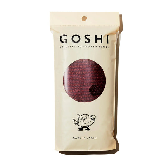 GOSHI Exfoliating Shower Towel - Rip-Resistant Exfoliating Washcloth for All Skin Types - Brick Red - Made in Japan GOSHI