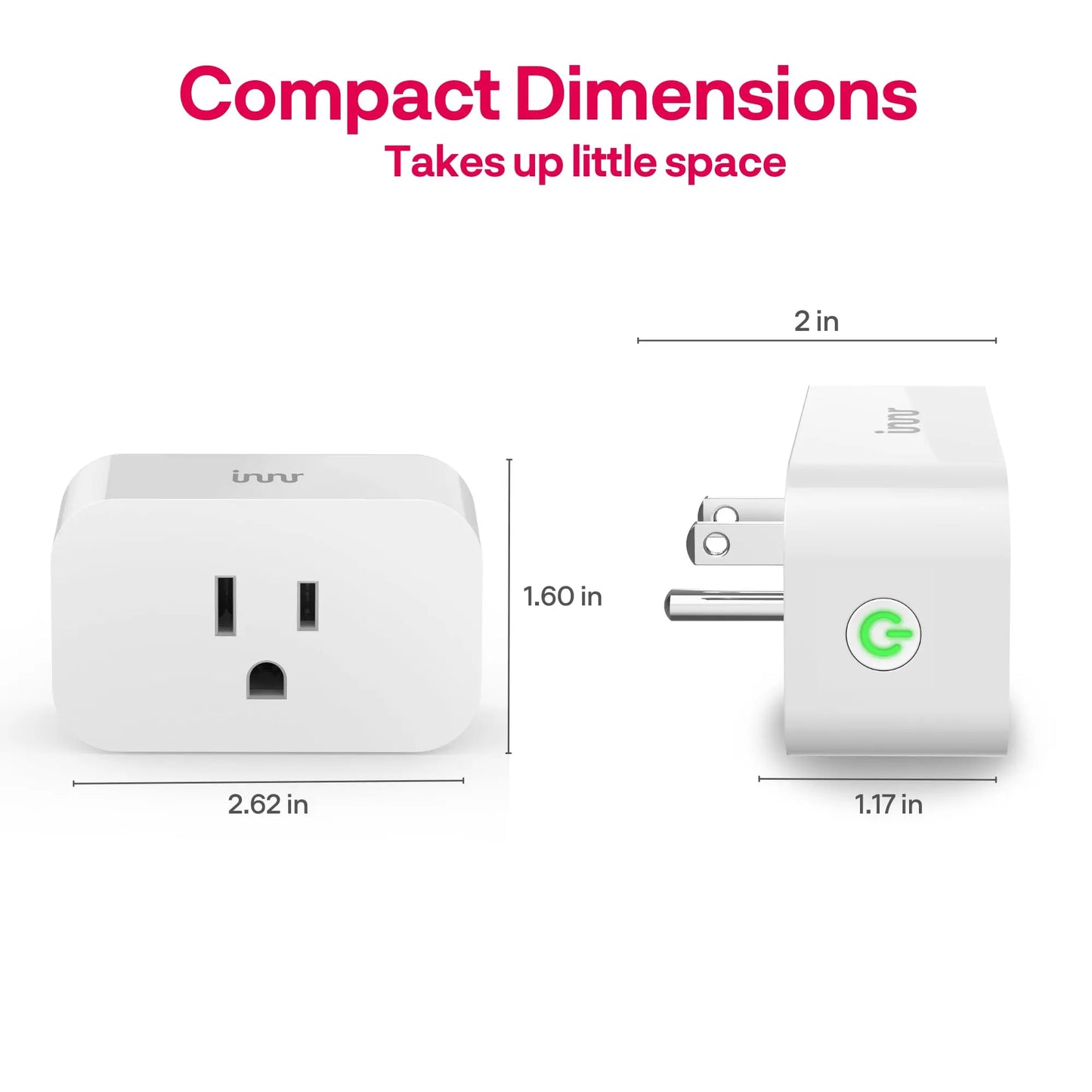 Innr Zigbee Smart Plug, Works with Philips Hue*, Alexa and SmartThings, Zigbee Repeater, Energy Monitoring, 2-Pack innr