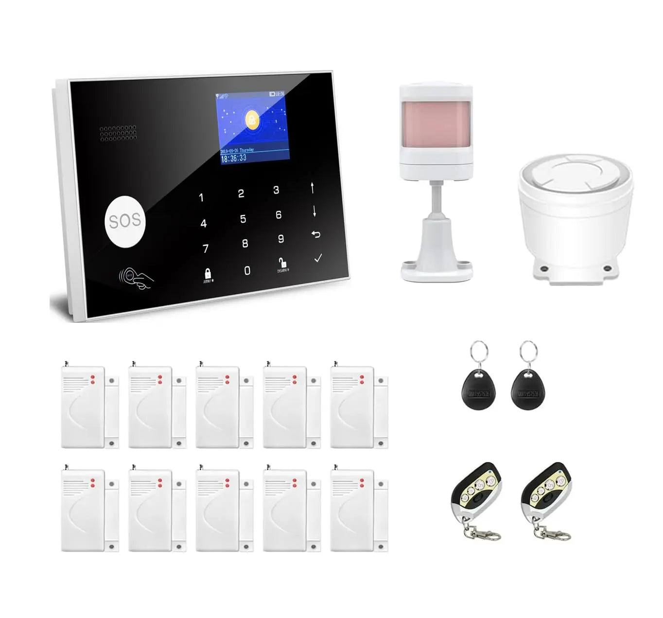 WiFi and GSM Home Security Alarm System, Door/Window Sensor (x10) Motion Detector (x1) with Smart Life and Tuya App Alert, Works with Google Assistant and Alexa SOUJAMAO