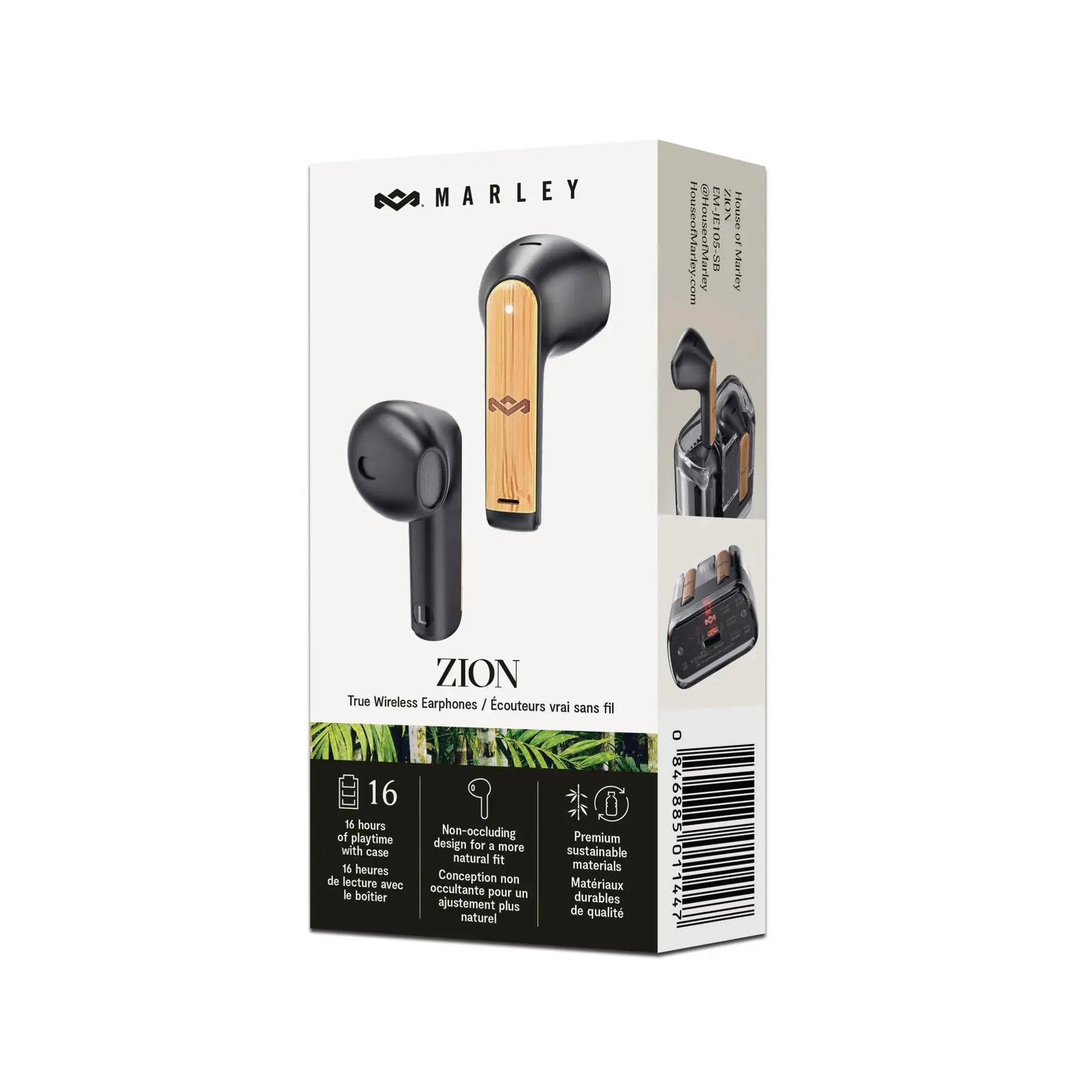 House of Marley Zion True Wireless Earbuds, 16-Hr Total Playtime, Quick Charge, Eco-Friendly Design with Recycled Plastics & Sustainable BambooRecyclable Packaging (Signature Black) - Planet First Market