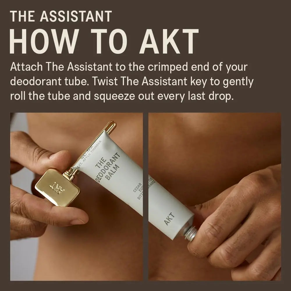 AKT, THE ASSISTANT. Tube squeezer key — The key to ZERO WASTE. 100% PLASTIC FREE & RECYCLABLE — Squeeze out every last drop of your NATURAL DEODORANT BALM - Planet First Market