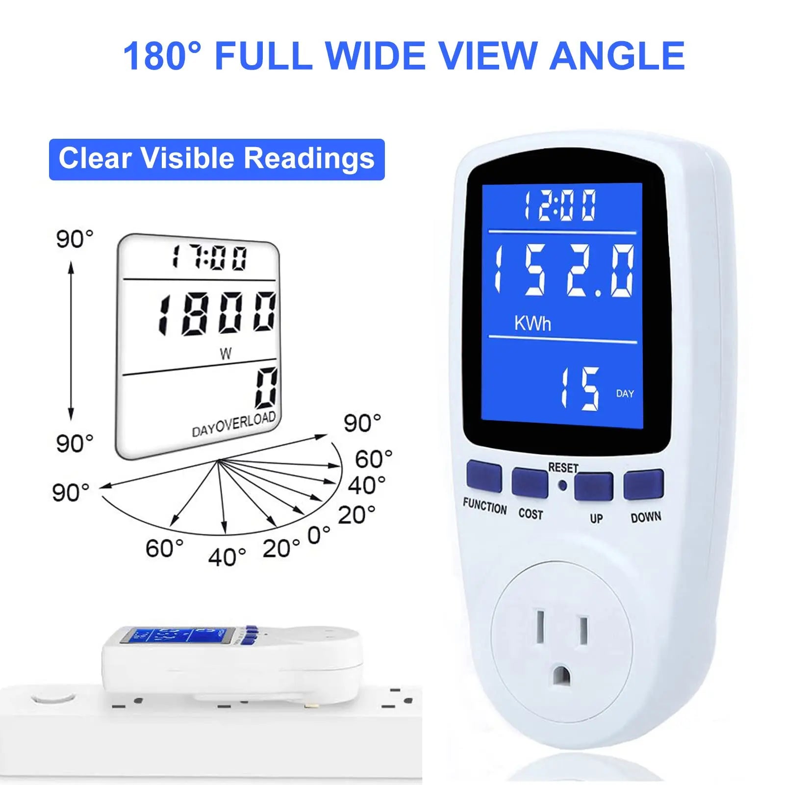 2 Pack Upgraded Watt Meter Power Meter Plug Home Electricity Usage Monitor, Electrical Usage Monitor Consumption, Energy Voltage Amps Kill Meter Tester with Backlight, 7 Modes Display - Planet First Market