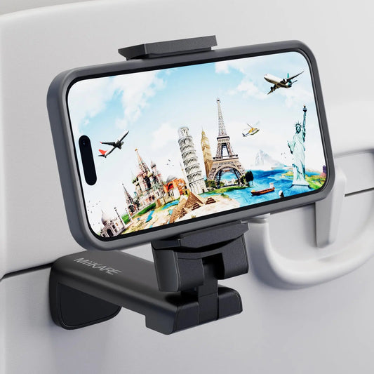 MiiKARE Airplane Travel Essentials Phone Holder, Universal Handsfree Phone Mount for Flying with 360 Degree Rotation, Accessory for Airplane, Travel Must Haves Phone Stand for Desk, Tray Table - Planet First Market