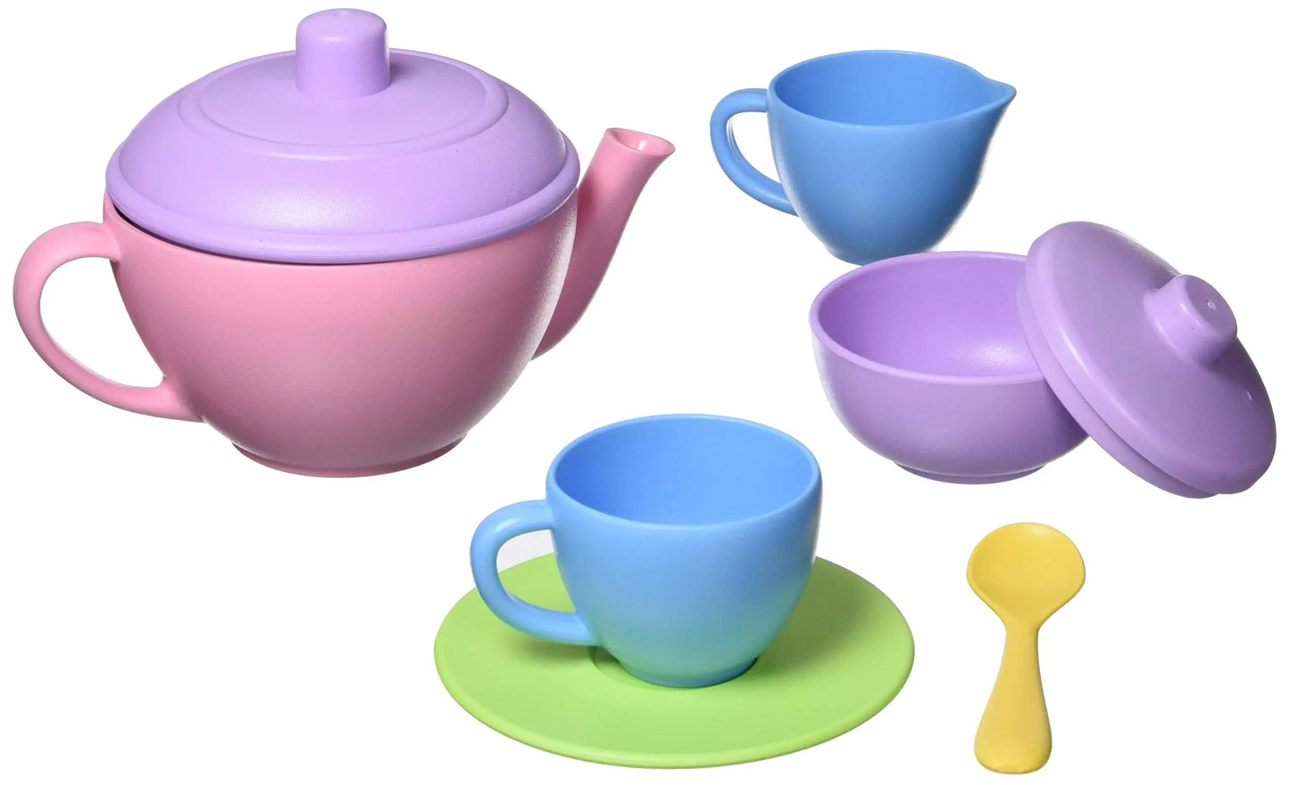 Green Toys Tea Set, Pink 4C - 17 Piece Pretend Play, Motor Skills, Language & Communication Kids Role Play Toy. No BPA, phthalates, PVC. Dishwasher Safe, Recycled Plastic, Made in USA. Green Toys