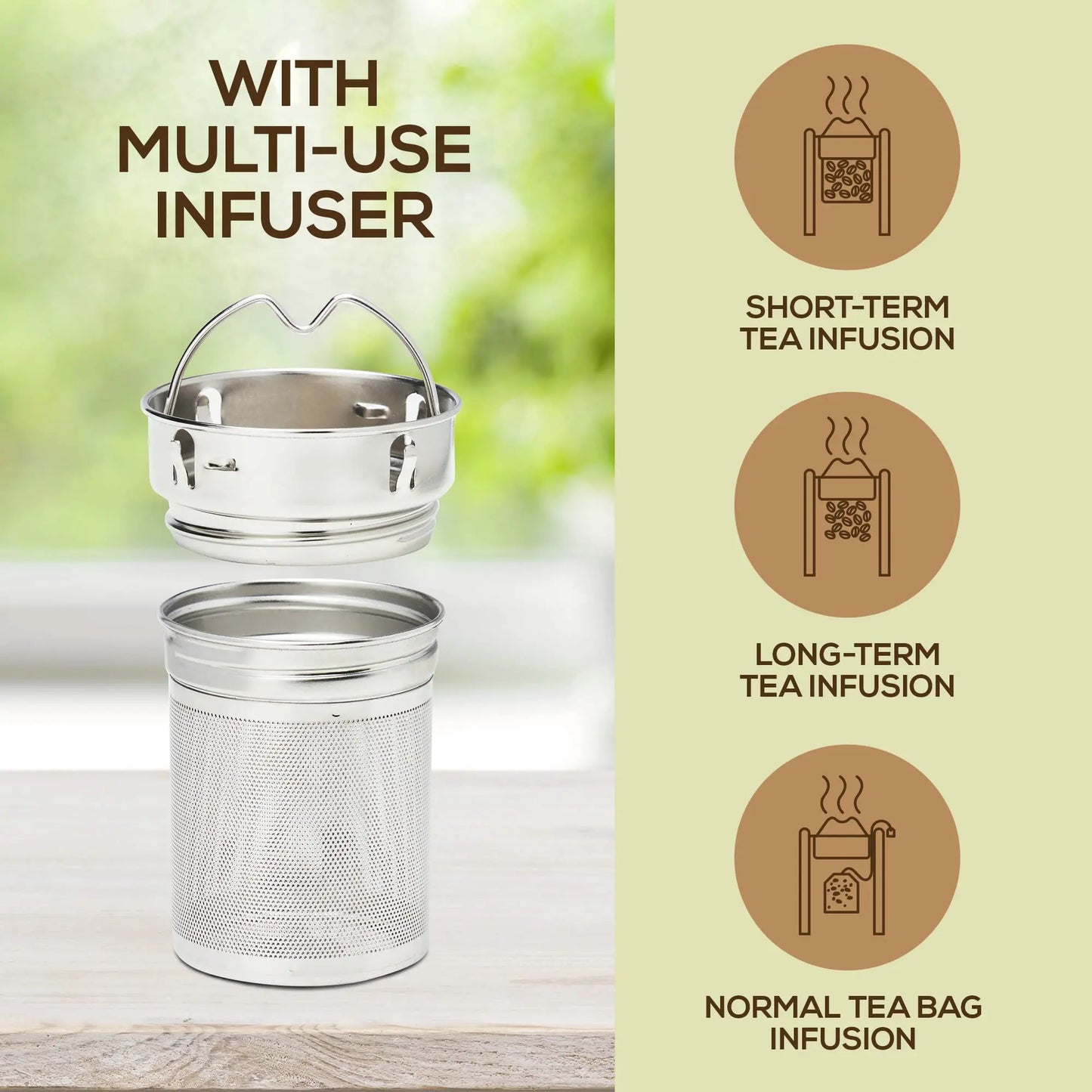 LeafLife Premium Bamboo Tea Bottle for Loose Tea - Tea Infuser Bottle - Tea Gifts - Insulated Water Bottle/Coffee Tumbler/Tea Thermos - Tea Gift Set, Tea Accessories - Tea Tumbler 17oz - Planet First Market