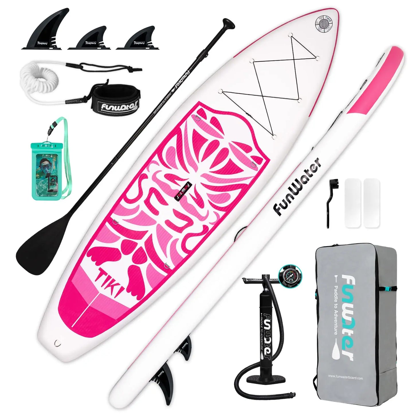 FunWater Inflatable 10'6×33"×6" Ultra-Light SUP for All Skill Levels Everything Included with Stand Up Paddle Board, Adj Paddle, Pump, ISUP Travel Backpack, Leash, Waterproof Bag FunWater