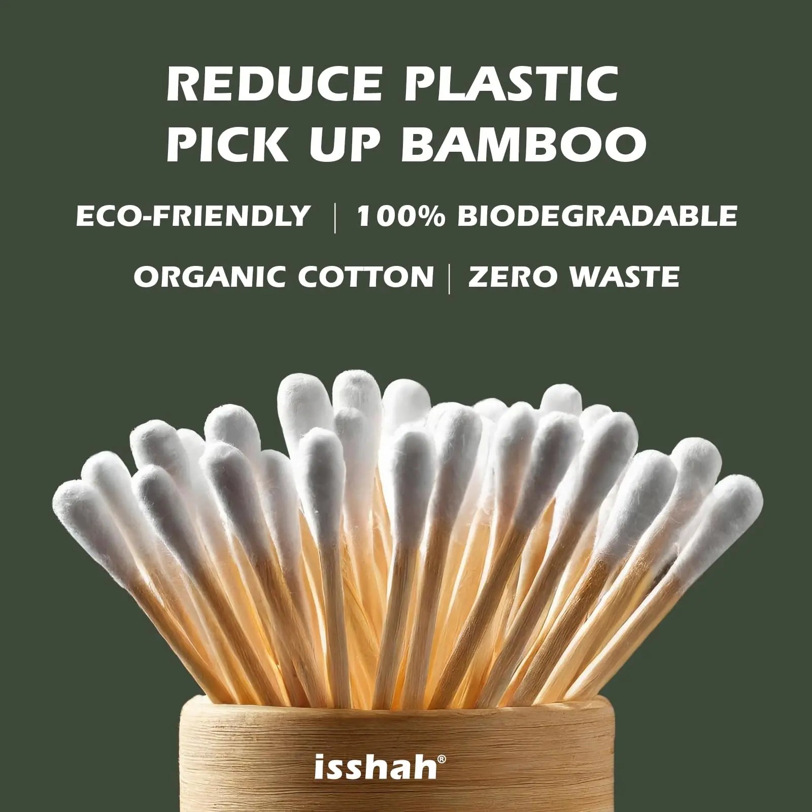 Bamboo Cotton Swabs - 500 Count - FSC Certified and PETA Approved, Eco Friendly Double Tips, Plastic Free Ear Sticks, All Natural 100% Biodegradable Organic Cotton buds by Isshah - Planet First Market