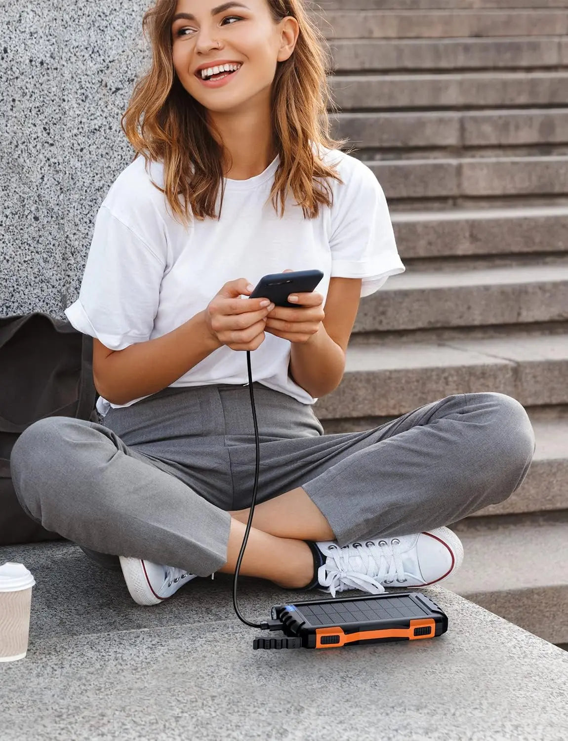 Power-Bank-Solar-Charger - 42800mAh Portable Charger,Solar Power Bank,External Battery Pack 5V3.1A Qc 3.0 Fast Charger Built-in Super Bright Flashlight (Orange) - Planet First Market