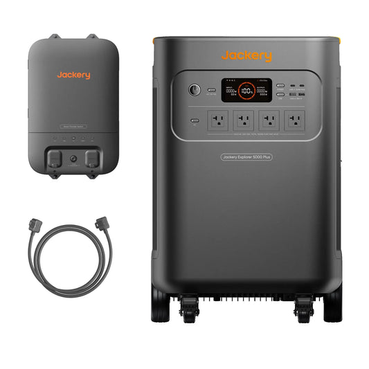 Jackery Solar Generator 5000 Plus with Smart Transfer Switch, 5040Wh Power Station, 120V/240V 7200W AC Output, Whole-Home Backup, Expandable to 60kWh for Home Use, Blackouts (Solar Panel Optional) - Planet First Market