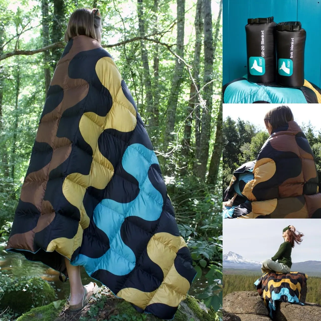 Horizon Hound Down Camping Blanket - Trek, Black Travel Blanket | Sustainable Insulated Down | Lightweight & Warm Quilt for Camping, Stadium, Hiking & Festival | Water Resistant, Packable & Compact Horizon Hound